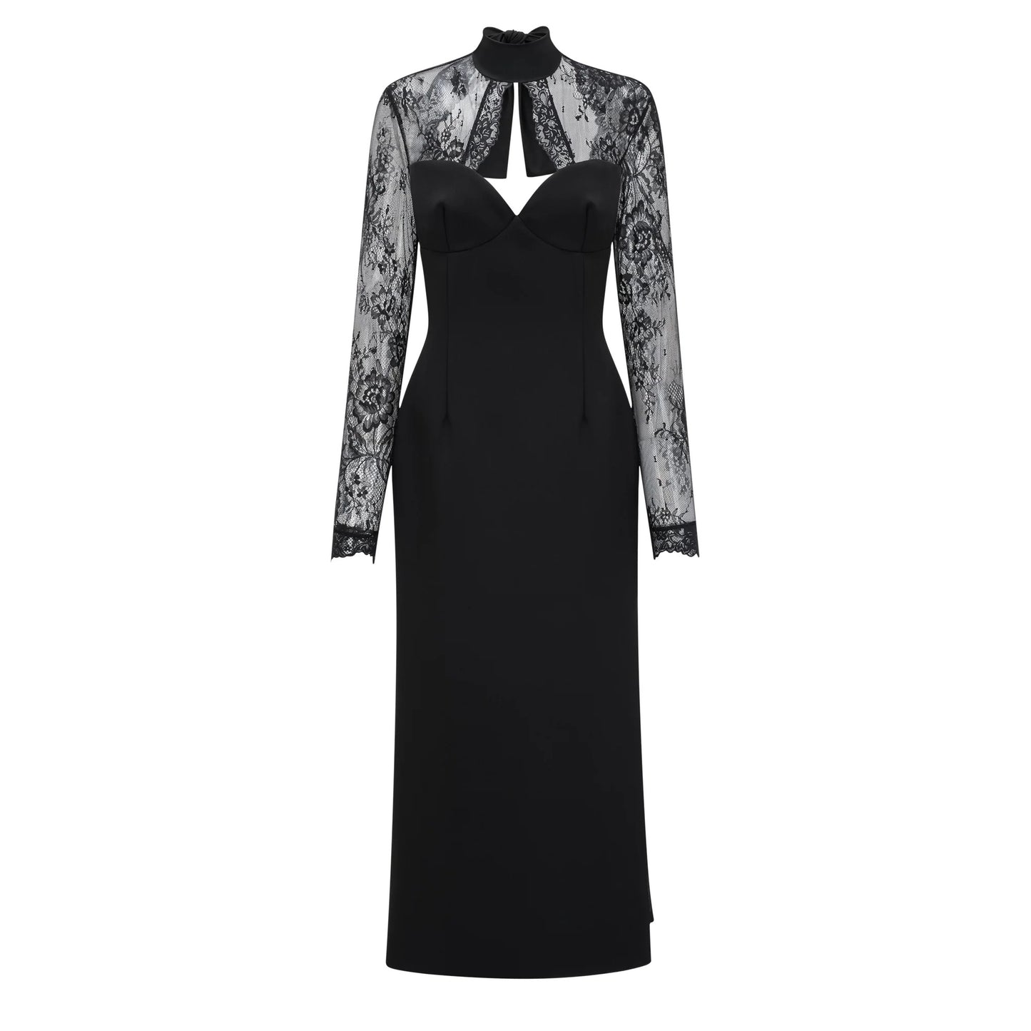 ELOISE   |  Vestido midi de encaje con cuello alto