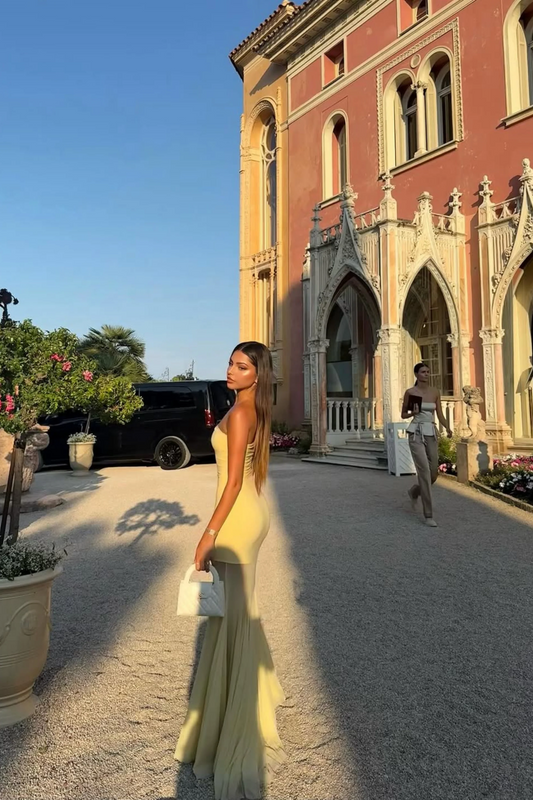 SOLEA — Vestido largo strapless con efecto segunda piel