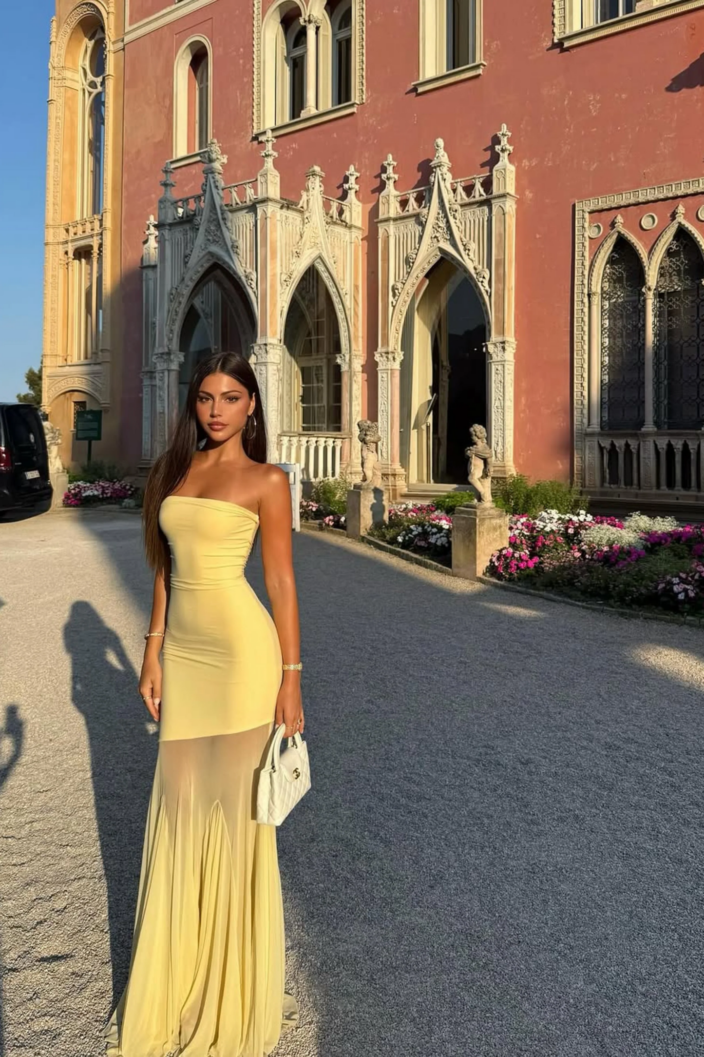 SOLEA — Vestido largo strapless con efecto segunda piel