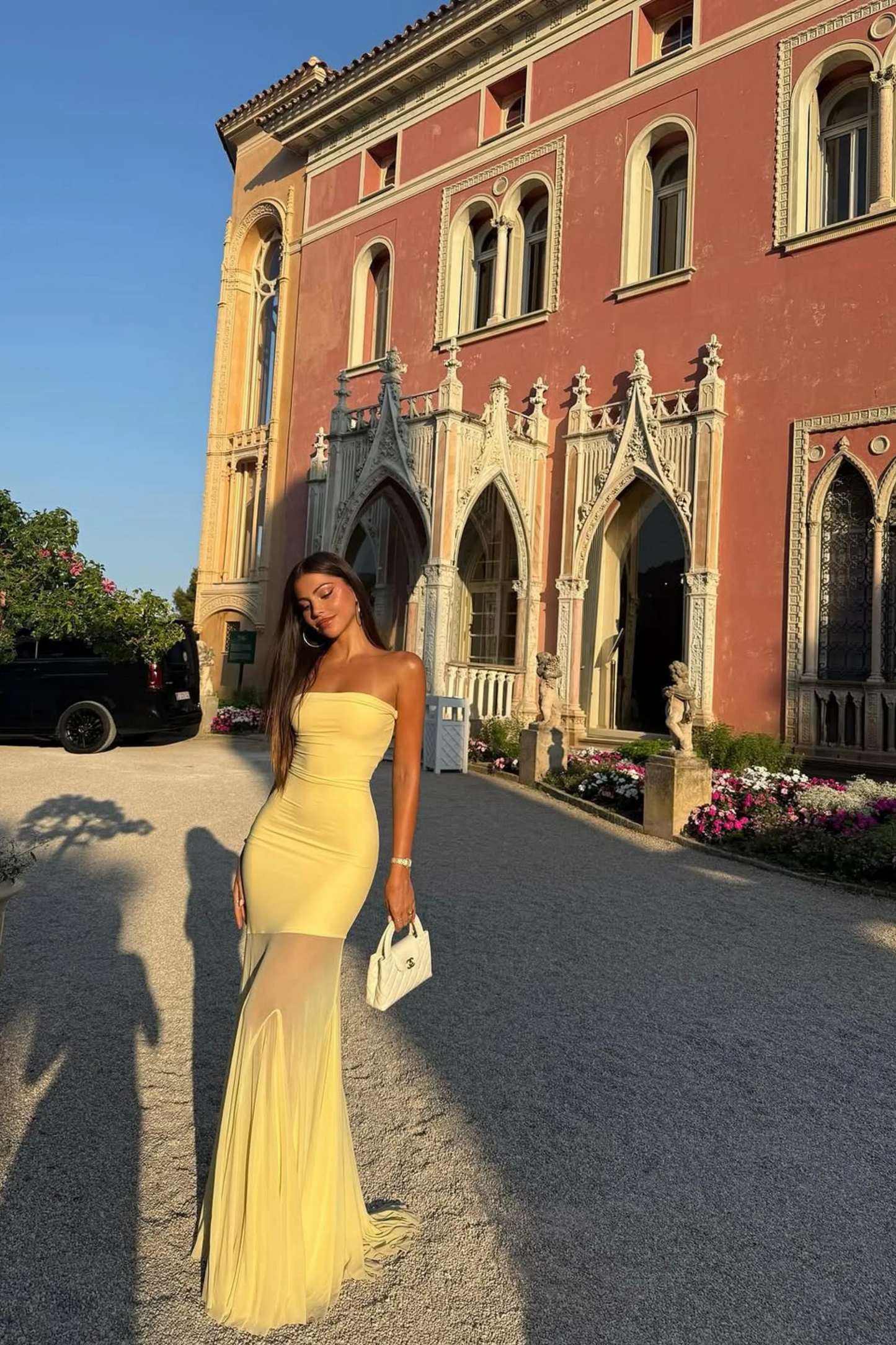 SOLEA — Vestido largo strapless con efecto segunda piel